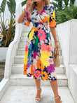 WesternStitch Vibrant Floral Flare Midi Dress WesternStitch