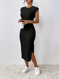 Black Ribbed Bodycon Midi Dress – By WesternStitch WesternStitch