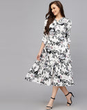 WesternStitch Women's Crepe Floral Printed Ruffled Western Maxi Dress WesternStitch