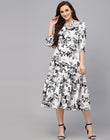 WesternStitch Women's Crepe Floral Printed Ruffled Western Maxi Dress WesternStitch