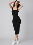 WesternStitch Women's Black One Piece Dresses |Knee-Length Dress | Bodycon Western Dress for Women| Midi Short Dress WesternStitch