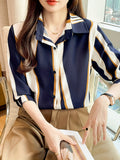 Elegant Striped Button-Down Shirt for Women WesternStitch