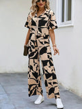 WesternStitch Rayon Button Front Short Graphic Print Elegant Two Piece Set for Women WesternStitch
