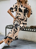 WesternStitch Rayon Button Front Short Graphic Print Elegant Two Piece Set for Women WesternStitch