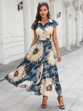 WesternStitch Cotton Fit and Flare Printed Cap Sleeve Coller-Neck Casual Maxi Dress WesternStitch